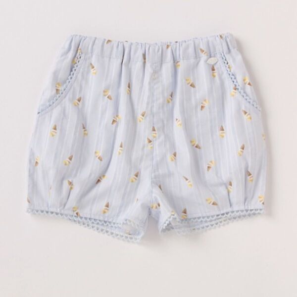 petit main パンツ アイス総柄ショートパンツ キッズ 子供服 女の子 ライトグレー 130