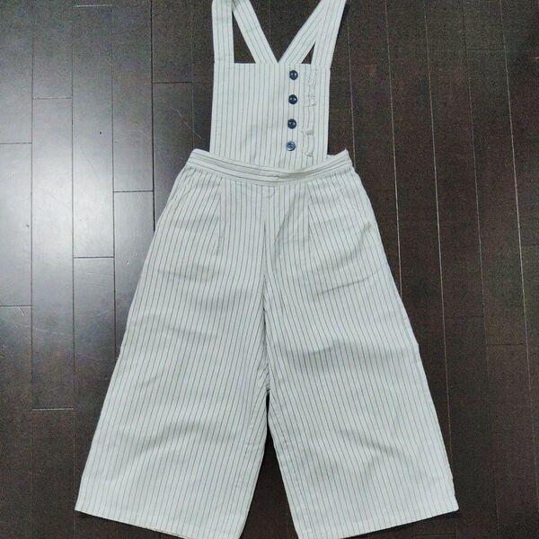 ポンポネット ストライプ柄サロペット 160cm