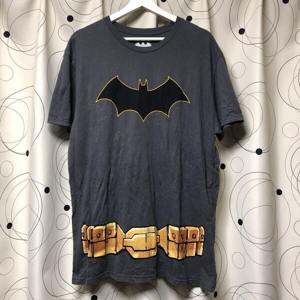 US古着【BATMAN バットマン】プリントTシャツ 半袖 XL チャコールグレー 訳あり(ケープ無し)
