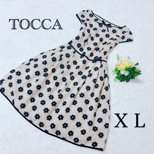 TOCCA トッカ レトロ ワンピース ツインリーフ ドレス 洗える L~XL