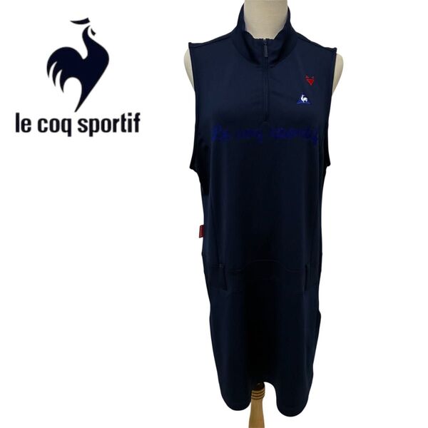 le coq sportif ノースリーブワンピース ネイビー L Lサイズ ルコックスポルティフゴルフ レディース GOLF