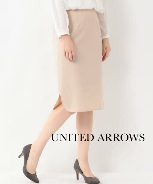 【UNITED ARROWS/ユナイテッドアローズ】美品 サイドスリットタイトスカート ベージュ オフィスカジュアル フェミニン