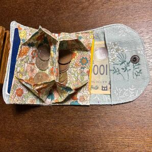 ポケットに入れやすい ジャバラミニ財布 小銭、カード、お札は折らずに入る ハンドメイド