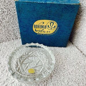 新品 ヴィンテージ ボヘミアングラス 灰皿 Bohemia Glass レトロ CRYSTAL アンティーク ガラス