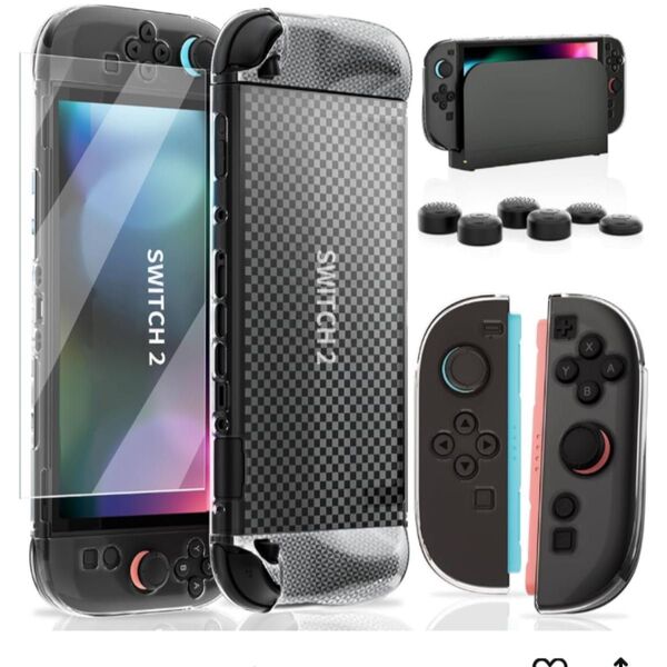 Switch 2 カバー 分体式設計 着脱簡単 ドック対応 全面保護 TPU+PC材質 軽量 超耐衝撃 指紋 気泡ゼロ 傷防止