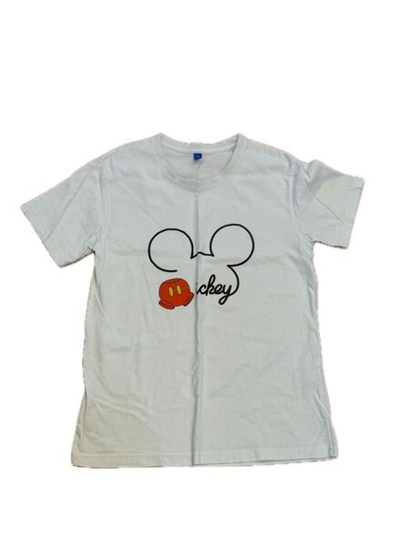 Mサイズ ディズニー Tシャツ ホワイト 半袖Tシャツ 白 プリント ミッキー