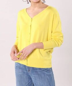  new goods clear Impression rom and rear (before and after) 2WAY cardigan cardigan M yellow spring 