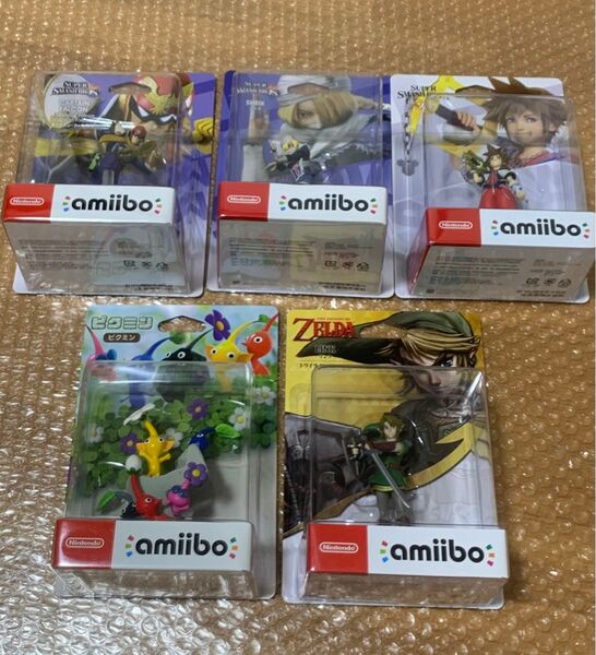 amiibo アミーボ まとめて売り 5体セット キャプテンファルコン シーク ソラ ピクミン リンク Nintendo