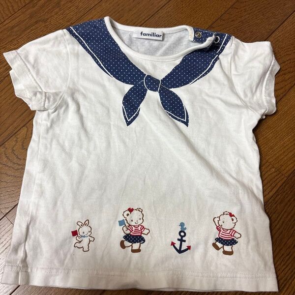 ファミリア familiar セーラーカラー風 Tシャツ 110 子ども服 半袖 マリン 夏