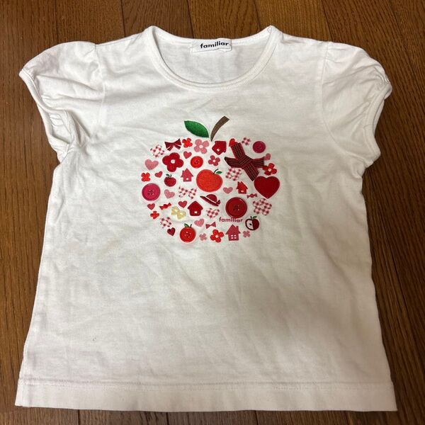 familiar ファミリア リンゴモチーフ Tシャツ 半袖 ボタン 白 110 子ども服 キッズ