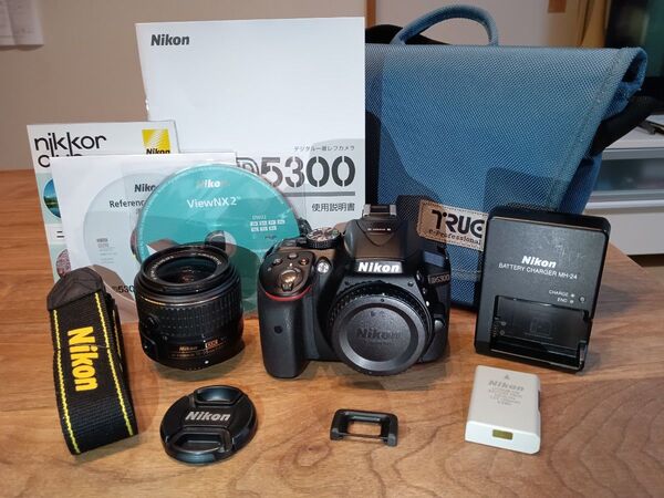 【カメラ用ショルダーバッグ+保護フィルム貼付け済み】美品 Nikon D5300 標準レンズKit 【初期不良返金保証付き】
