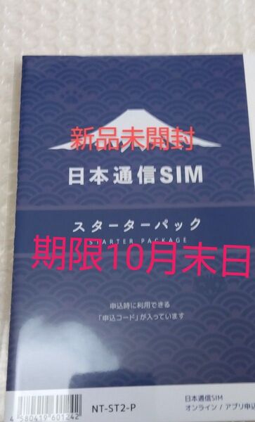 日本通信SIM スターターパック 日本通信 NT-ST2-P (67-7655-50)期限10月末日