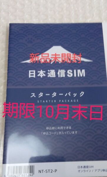 日本通信SIM スターターパック 日本通信 NT-ST2-P (67-7655-50)期限10月末日