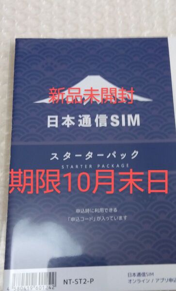 日本通信 スターターパック 期限10月末日