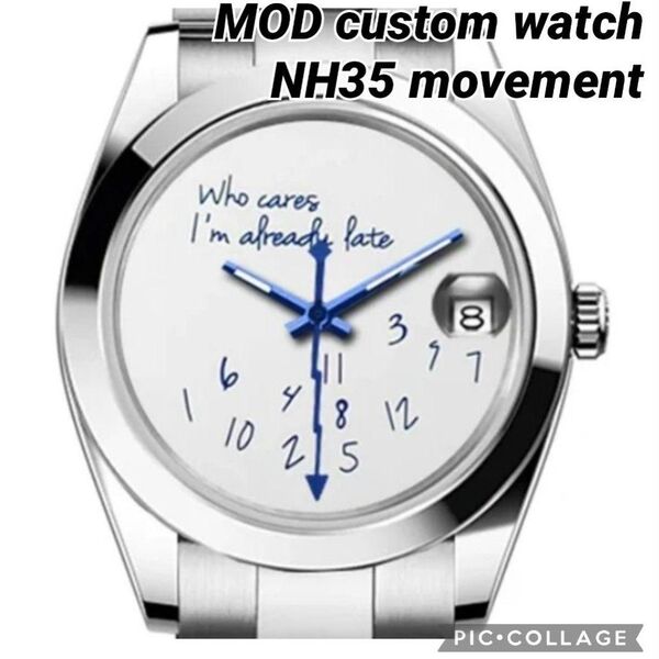 NH35 MOD 自動巻 腕時計 ステンレス ノーロゴ 裏スケルトン オマージュ