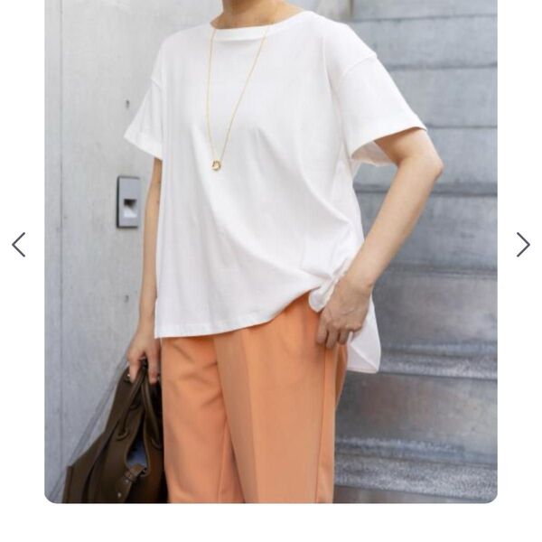 INDIVI ドッキングカットソー ホワイト系 白系 Mサイズ 新品タグ付き 定価9,900円