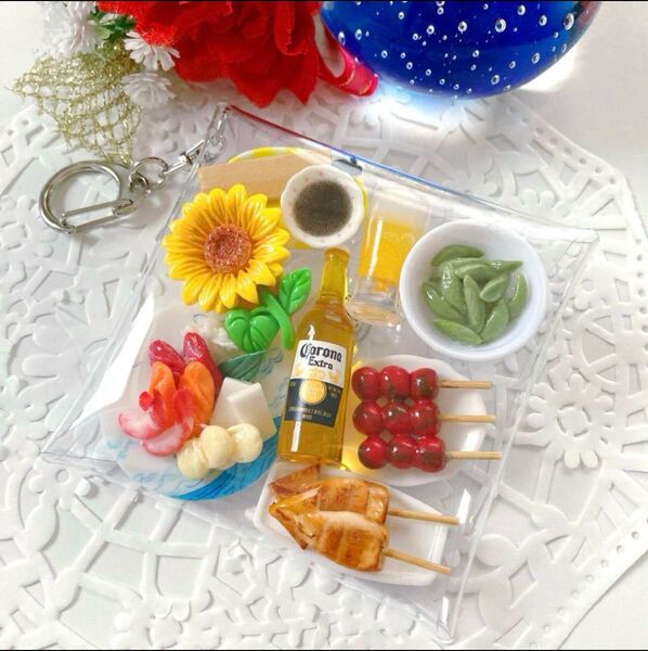 ガチャ詰めポーチ居酒屋 刺身セット・キャンディバック キーホルダー ミニチュア 食品サンプル ハンドメイド