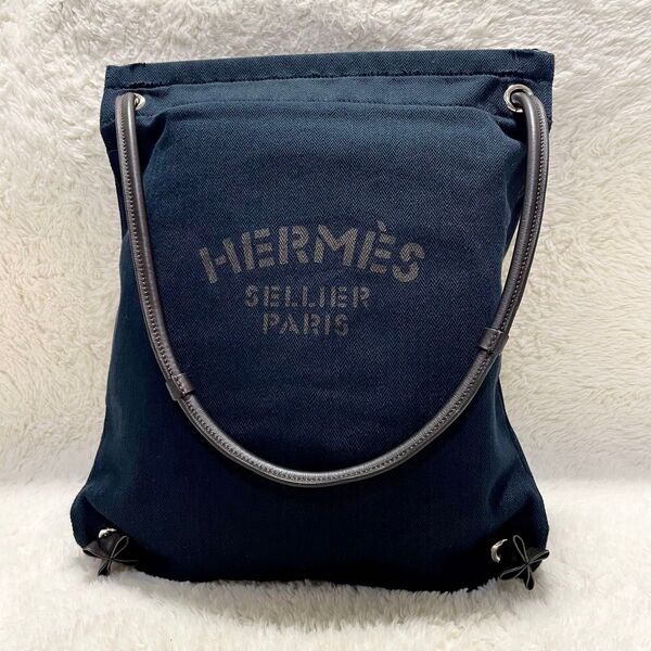 HERMES エルメス アリーヌMM トワルシェブロン Y刻印 ネイビー
