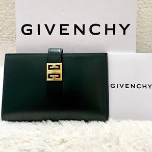 未使用級 箱付き GIVENCHY ジバンシー 二つ折り財布 4G ゴールド金具