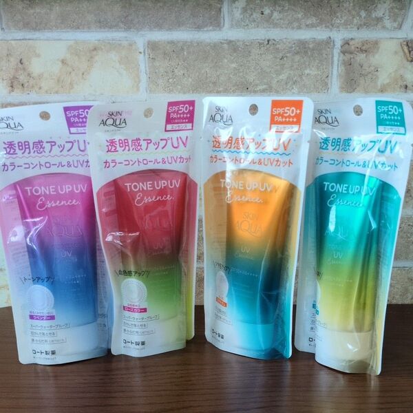 ロート製薬 スキンアクア トーンアップ UV エッセンス 80g 4種類セット