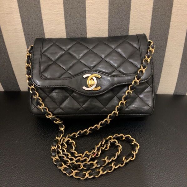CHANEL シャネル パリ限定 チェーンショルダー バッグ ブラック ミニマト