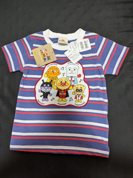 新品タグ付き アンパンマン ストライプ Tシャツ 90cm 綿100%