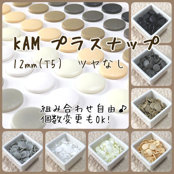 KAM プラスナップ12mm 100組 スナップボタン ツヤなし T5