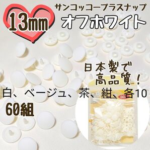 プラスナップ13mm 60組 サンコッコー 清原 スナップボタン プラスナップ プラスチックスナップボタン