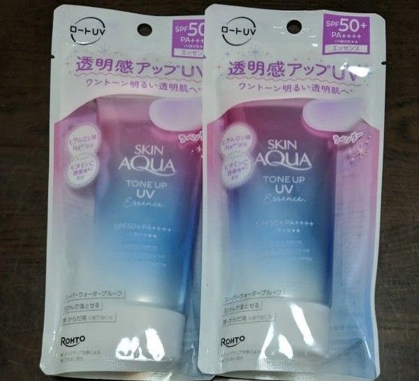 クーポン有 ロート製薬 スキンアクアトーンアップ UV エッセンスラベンダー 日やけ止めエッセンス 顔からだ 80g×2個
