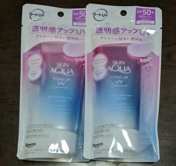 クーポン有 ロート製薬 スキンアクアトーンアップ UV エッセンスラベンダー 日やけ止めエッセンス 顔からだ 80g×2個