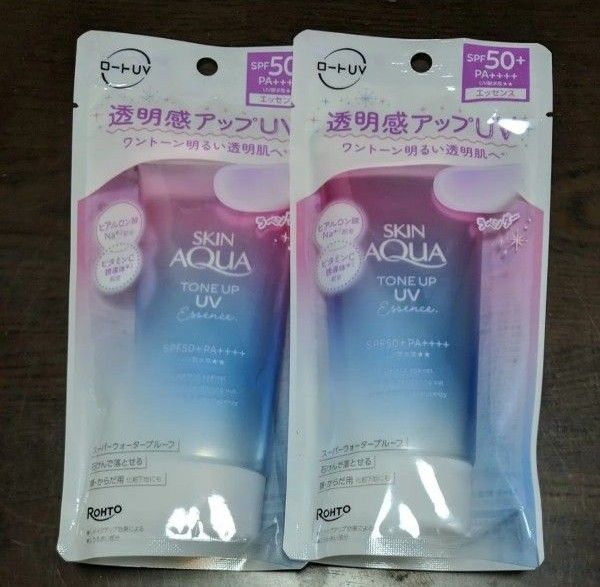 クーポン有 ロート製薬 スキンアクアトーンアップ UV エッセンスラベンダー 日やけ止めエッセンス 顔からだ 80g×2個