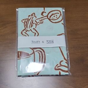 TULLY'S COFFE 鳥獣戯画 手ぬぐい ライトブルー