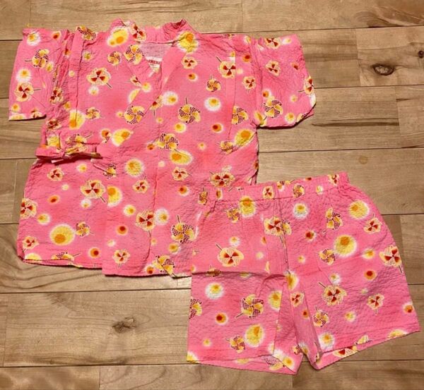 花柄 ピンク甚平 浴衣 サイズ80cm ベビー 女の子 総柄