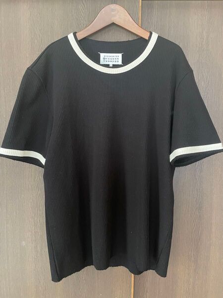 archive 極美品 Maison Martin Margiela⑩マルジェラ半袖サマーニットTシャツ黒size46 国内正規品