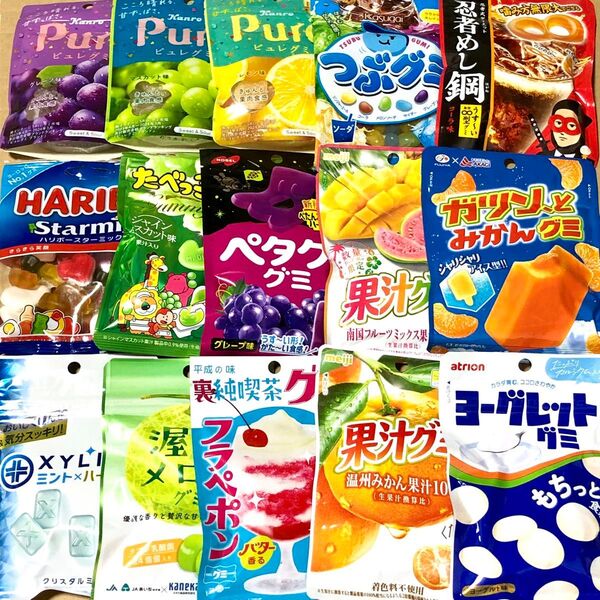 78 お得大量 15個 ピュレグミ 忍者めし 果汁グミ ハリボー レモン ペタグー クーポン利用 ポイント消化 お菓子詰め合わせ