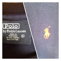 POLO　RALPH LAUREN　Tシャツ　S　コットン　ネイビー　無地　ワンポイント　ブランド刺繍　ポロ　ラルフローレン_画像3