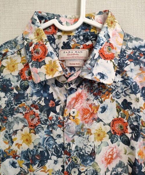 ZARA MAN ザラ 花柄 シャツ 総柄 ボタンダウンシャツ サイズM