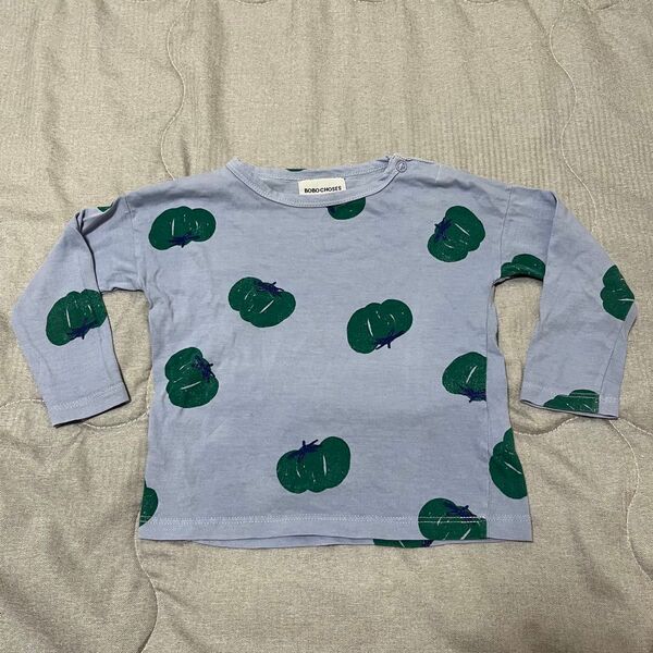 BOBOCHOSES 長袖 Tシャツ 80CM 12-18MONTHS ロンT 薄手 カットソー ブルー トマト