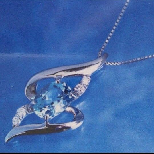 【謝恩価格お値打ち品】天然アクアマリン天然 ダイヤモンドネックレス Pt900 Pt850オフィスカジュアルパーティに