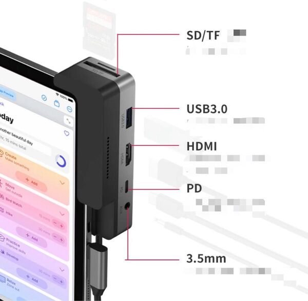 多機能USBハブ iPad Hub 6in1 ドッキングステーション 変換アダプタ HDMI PD充電