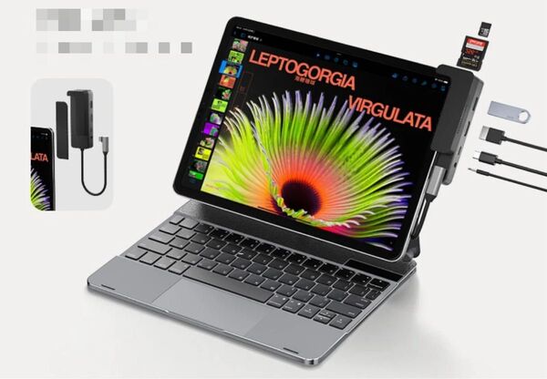 多機能USBハブ iPad Hub 6in1 ドッキングステーション 変換アダプタ HDMI PD充電