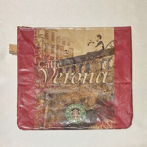 【未使用に近い】保冷ポーチ ビニールポーチ 大きめ フラットポーチ Starbucks 旧ロゴ カフェヴェロナ