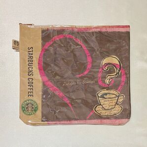 【未使用に近い】フラットポーチ 大きめ ビニールポーチ 保冷タイプ Starbucks 旧ロゴ バレンタイン