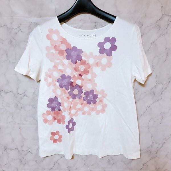 マッキントッシュ ロンドン カットソー Tシャツ 半袖 花柄 ホワイト プリント 白