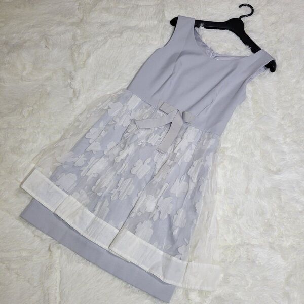 ジルスチュアート チュール ワンピース 花柄 レース りぼん Mサイズ 水色 JILL STUART