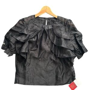 【タグ付き未使用】ME&ME COUTURE ミーアンドミークチュール 半袖トップス フリル 黒 フリー