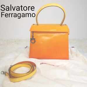 Salvatore Ferragamo フェラガモ オレンジ グラデーション 2way ハンドバック ポーチ ショルダー