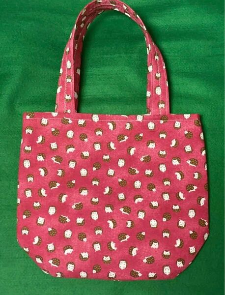 値下 ハンドメイド ハリネズミ柄トートバック