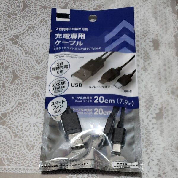 充電専用ケーブル USB ライトニング端子 type-C
