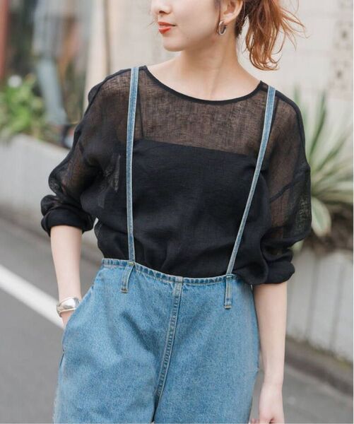新品 スピックアンドスパン Spick and Spanメッシュリネンルーズプルオーバー